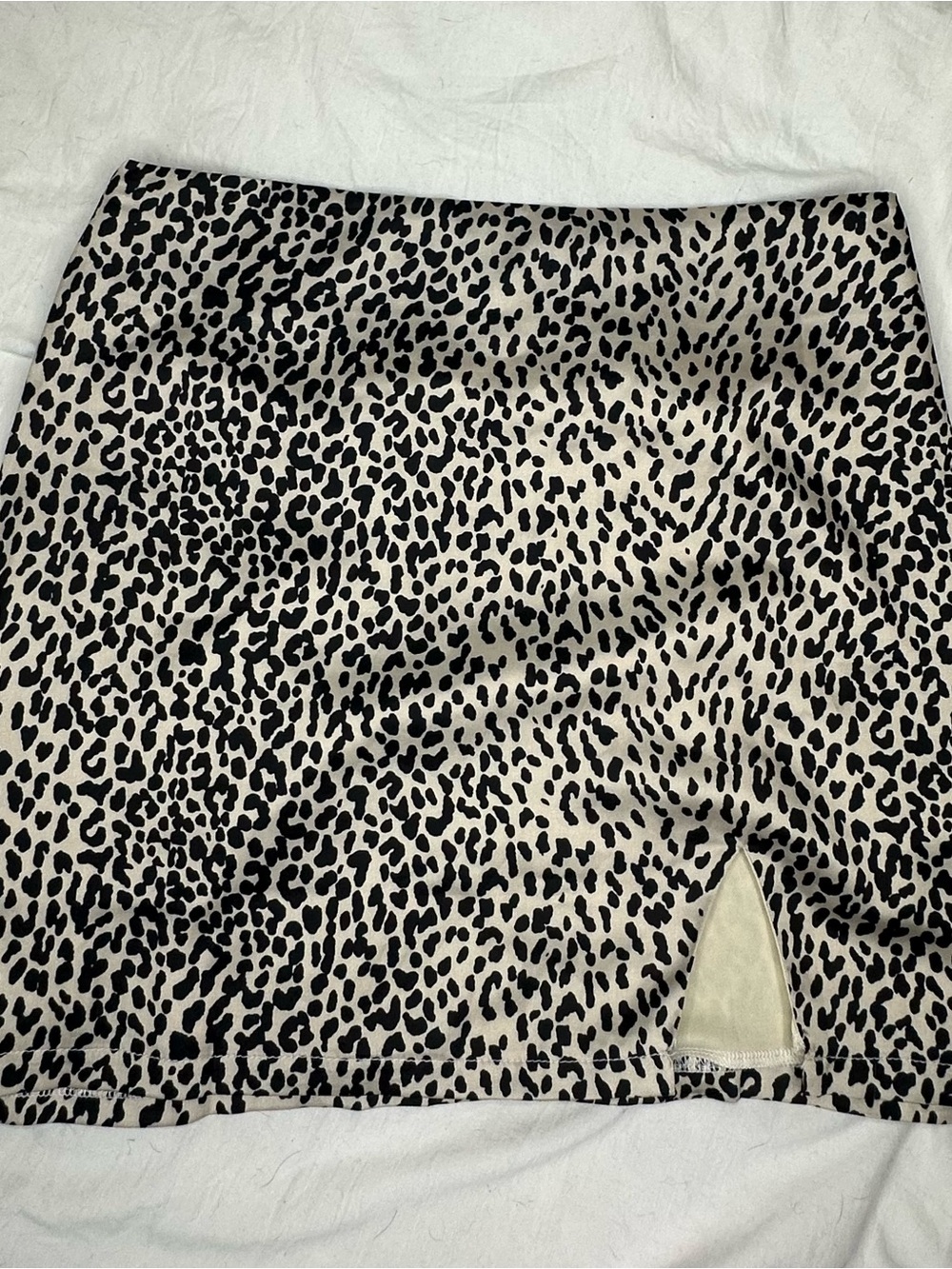 Adika Black and Cream Leopard Print Mini Skirt